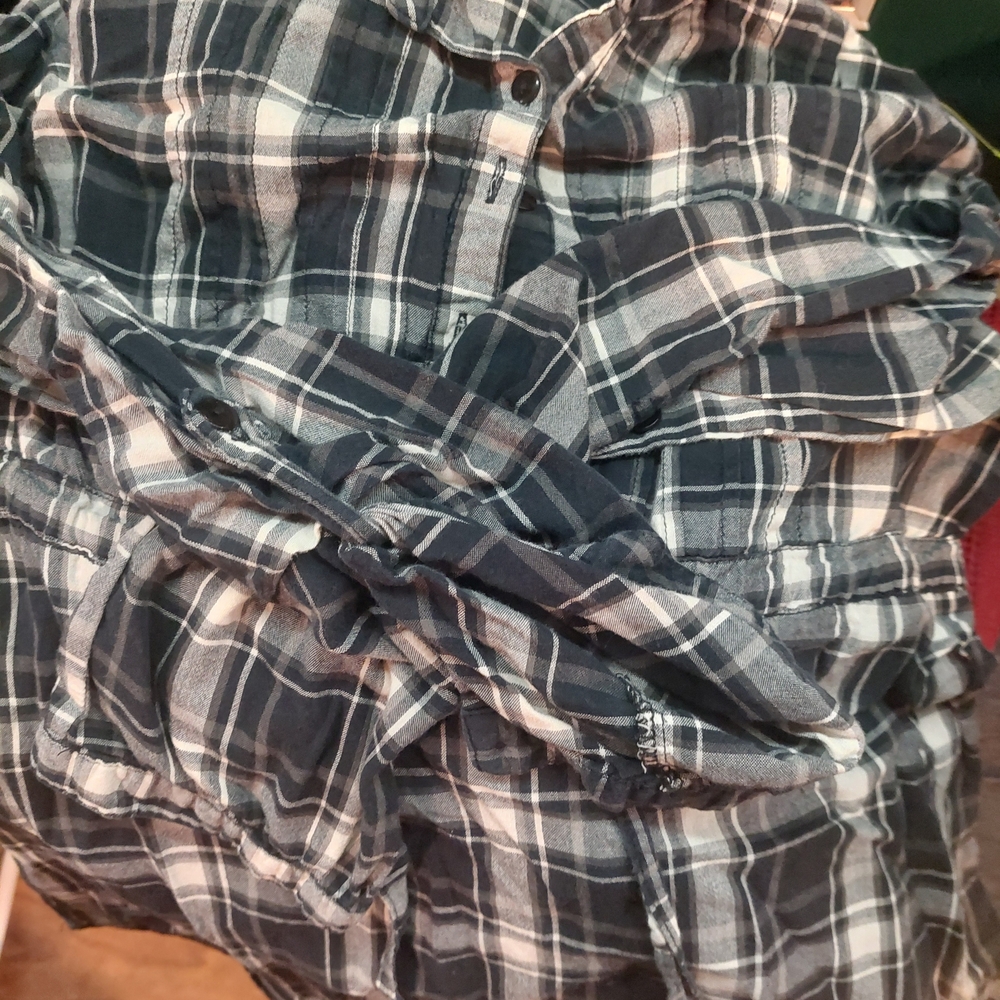 Essilor Plaid Button-Up Shirt with Belt
